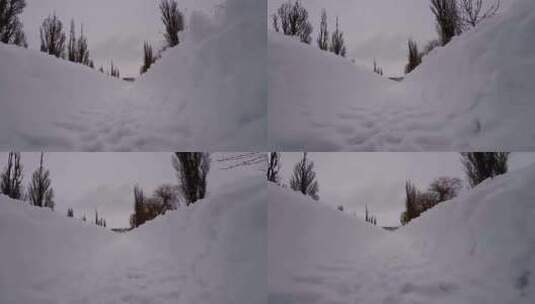 第一视角拍摄在人工滑雪道上速滑高清在线视频素材下载