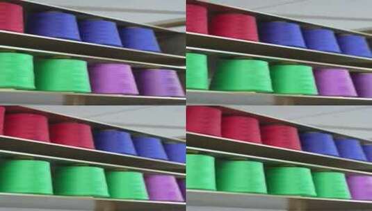工厂不同颜色的线圈纺织针织线圈特写高清在线视频素材下载