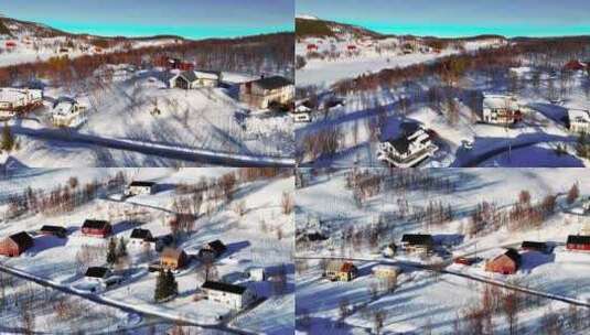 4K航拍北欧挪威芬斯内斯雪景风光高清在线视频素材下载