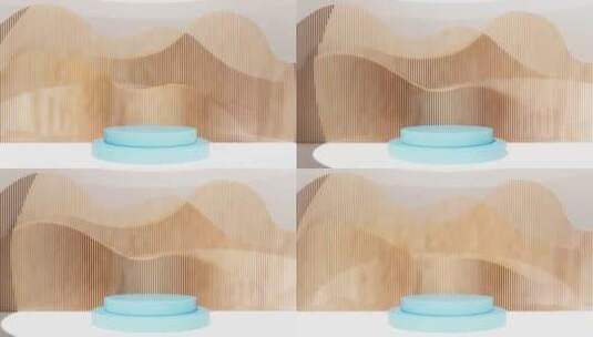 蓝色圆柱体底座讲台模型抽象最小墙壁场景高清在线视频素材下载