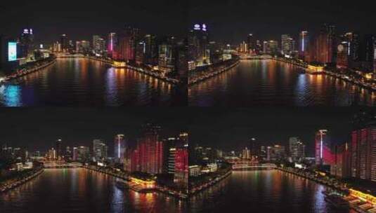 广州海珠桥夜景航拍素材高清在线视频素材下载