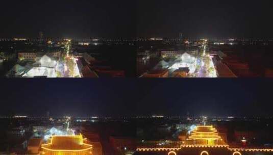 航拍河南商丘古城夜景高清在线视频素材下载