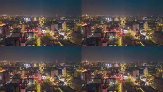 河南郑州二七广场夜景航拍移动延时高清在线视频素材下载