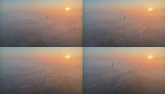 中国河南平原平流雾HDR航拍高清在线视频素材下载