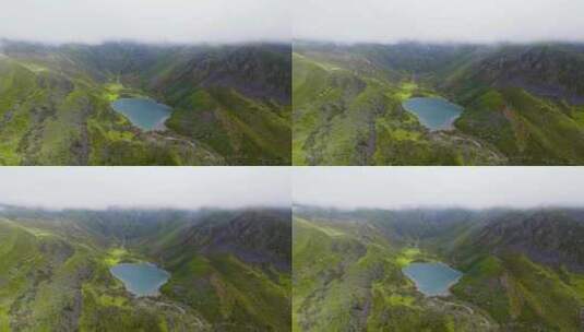 高原地区雪山草甸海子湖泊航拍高清在线视频素材下载