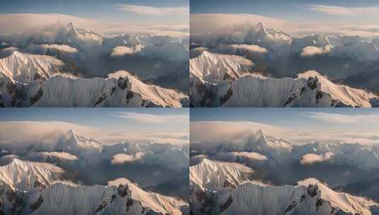 雪山云雾阳光山峰云海日出自然生态环境风景高清在线视频素材下载