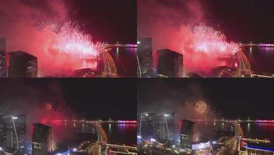 上海海上世界烟花  吴淞口国际邮轮港 跨年高清在线视频素材下载