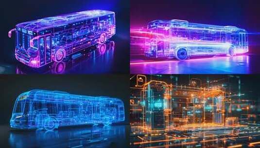 科技感绿色新能源大巴车 低碳环保公交车高清在线视频素材下载