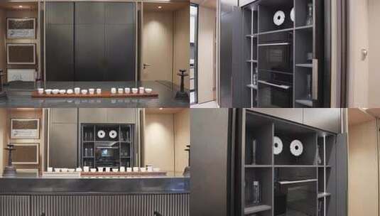 样板间装修岛台酒柜实拍高清在线视频素材下载