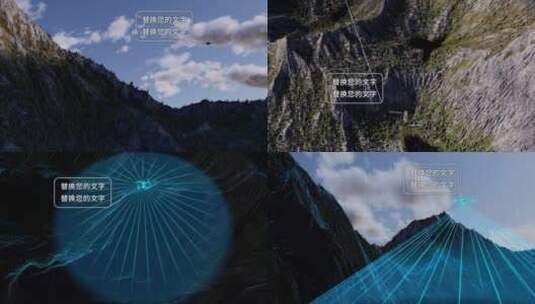无人机探测地形巡逻侦察测绘科技写实高清AE视频素材下载