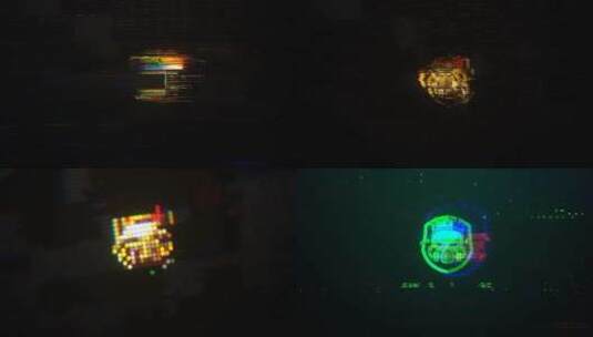 游戏故障像素风格logo展示片头片尾AE模板高清AE视频素材下载