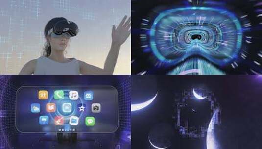 进入虚拟空间 VR眼镜界面演示 AE工程高清AE视频素材下载