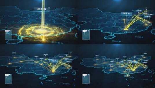 深圳市辐射全国地图高清AE视频素材下载