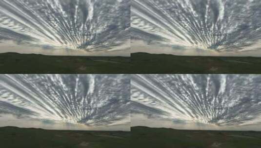 航拍丘陵草原天空云彩高清在线视频素材下载