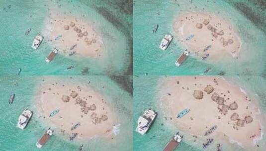 挤满了人的旅游船降落在加勒比海高清在线视频素材下载