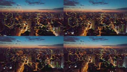 未来效应。智慧城市图形。网络技术高清在线视频素材下载