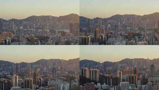 中国香港航拍城市大景港岛九龙区高清在线视频素材下载