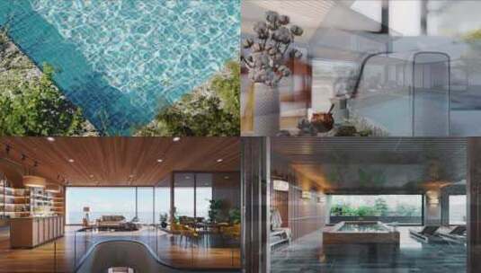 架空层 三维酒店泳池 地产配套 高端地产高清在线视频素材下载