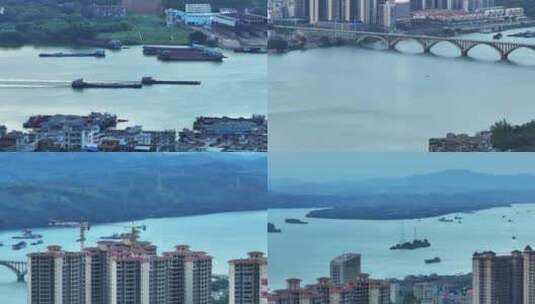 航拍浔江，西江特大桥-藤县高清在线视频素材下载