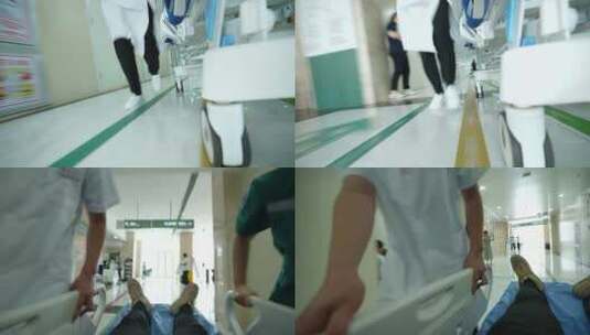 医院走廊推担架高清在线视频素材下载