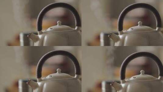 居家-茶壶-传统-中国-注水-冒气-特写高清在线视频素材下载