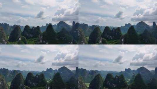 夏日桂林峰林山脉蓝天白云高清在线视频素材下载