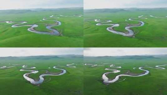 呼伦贝尔大草原上的河流高清在线视频素材下载
