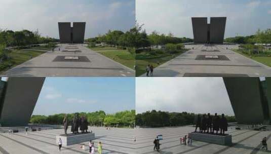 合肥滨湖渡江战役纪念馆航拍高清在线视频素材下载