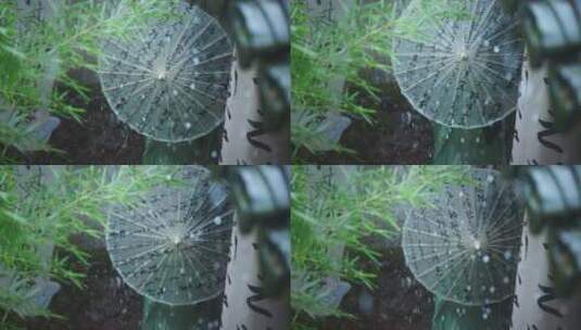 雨天油纸伞升格慢镜头高清在线视频素材下载