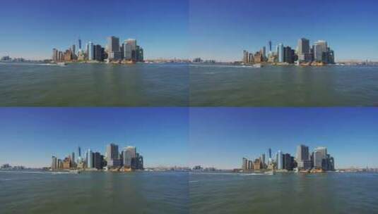 纽约曼哈顿下城航行的船高清在线视频素材下载