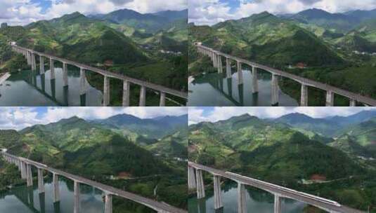 城市行驶的动车航拍桂林高清在线视频素材下载