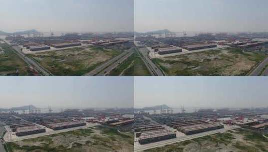 上海市 洋山港 港口 码头 集装箱高清在线视频素材下载