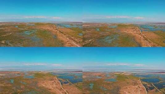 航拍乌伦古湖湿地高清在线视频素材下载