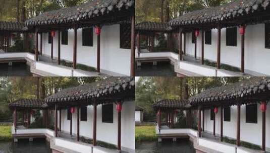 杭州郭庄 江南园林 穿过长廊高清在线视频素材下载