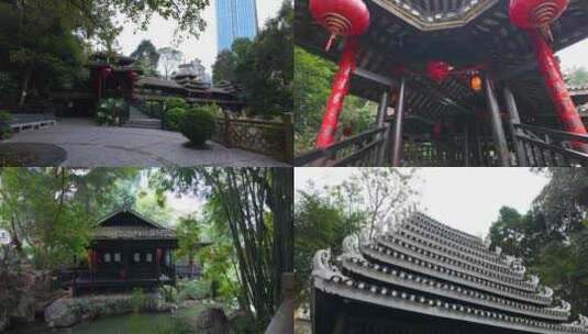 广西南宁博物馆文物苑风雨桥高清在线视频素材下载