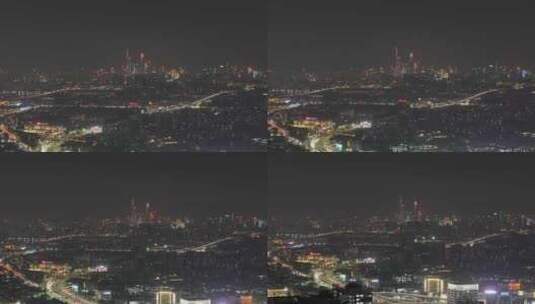 广州珠江新城天际线夜景航拍高清在线视频素材下载