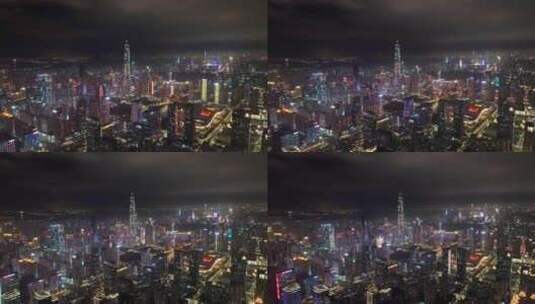 航拍深圳城市灯光秀夜景高清在线视频素材下载