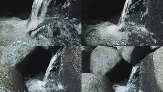石缝水流小瀑布高清在线视频素材下载