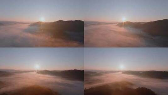 5K-普洱茶山日出，云雾缭绕的茶山高清在线视频素材下载