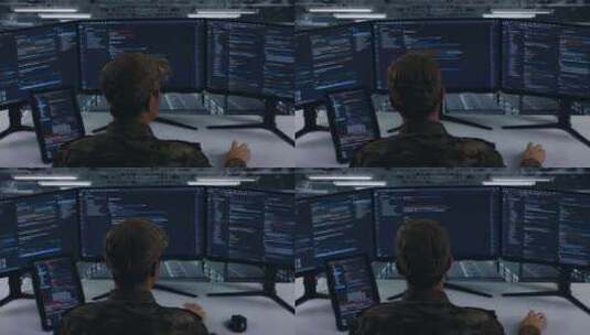 亚洲军方在数据中心编写代码时使用平板电脑高清在线视频素材下载