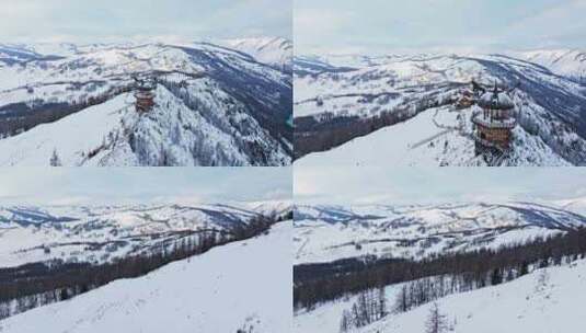 新疆喀纳斯雪景航拍高清在线视频素材下载
