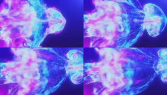 蓝紫色多色能量发光魔法液体由波浪和电虹彩高清在线视频素材下载