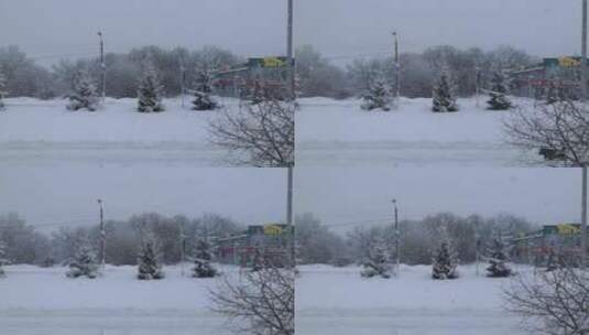 雪花飘落在地面上的慢镜头高清在线视频素材下载