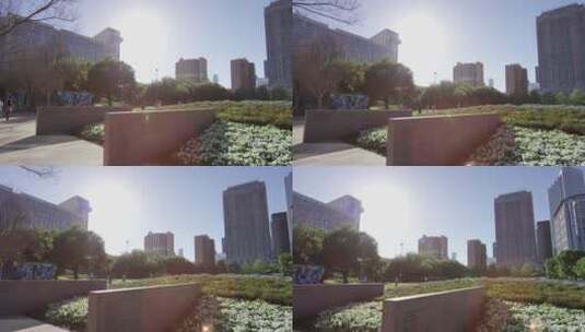 休斯顿市中心的绿色公园高清在线视频素材下载