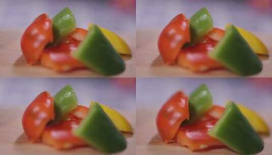 彩椒青红椒柿子椒甜椒切块高清在线视频素材下载