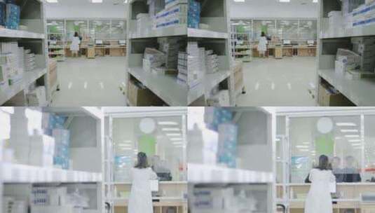 医院药房发药取药窗口药剂师药房买药空镜高清在线视频素材下载