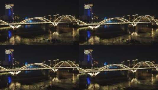 福州 解放 大桥 夜景 航拍高清在线视频素材下载