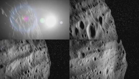 表面凹凸不平的的小行星在深空中运行高清在线视频素材下载