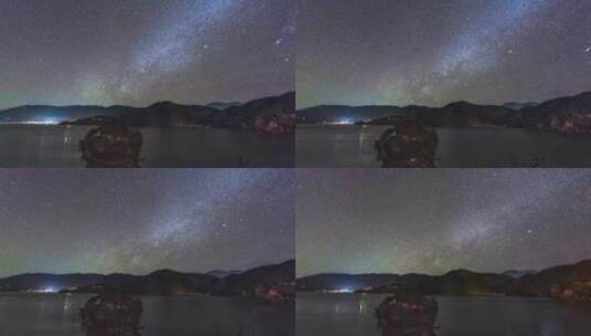 泸沽湖双子座流星雨高清在线视频素材下载