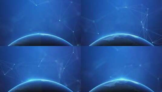 4K蓝色高科技地球点线粒子商务背景视频高清在线视频素材下载